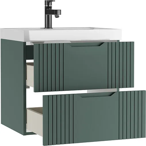 Тумба-умывальник подвесной Домино Garden 60 зеленый матовый DG2501T+4670142930044