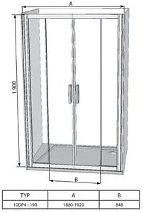 Дверь в нишу 1900мм прозрачное стекло Ravak 10° 10DP4-190 0ZKL0C00Z1, 2