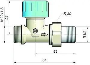 Вентиль терморегулирующий прямой М22x1.5 x ½"н Schlosser Standard 601200009 Вентиль терморегулирующий прямой М22x1.5 x ½"н Schlosser Standard 601200009, 2