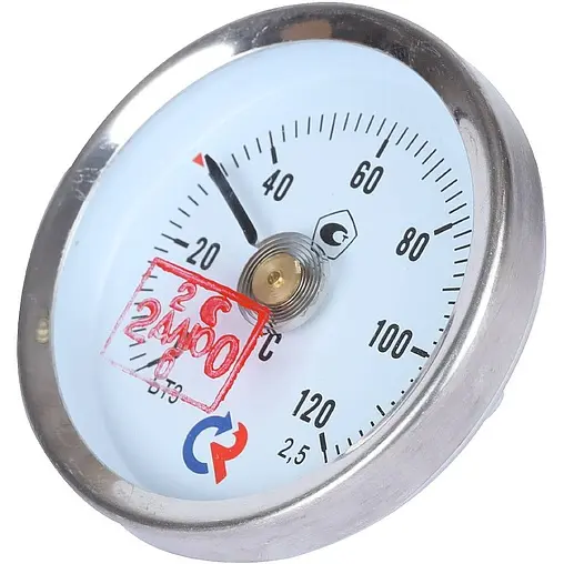 Термометр биметаллический накладной Росма БТ-30.010 63мм 120°С от ¾ до 2&quot; 00000002384
