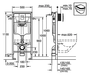 Инсталляция для подвесного унитаза Set 3 в 1 Grohe Rapid SL 38772001 с кнопкой хром глянцевый Инсталляция для подвесного унитаза Set 3 в 1 Grohe Rapid SL 38772001 с кнопкой хром глянцевый, 2