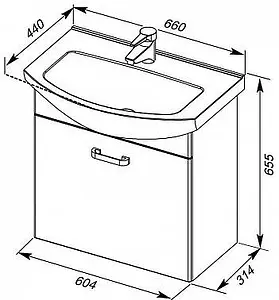 Тумба-умывальник Aquanet Ирис 65 белый 00198382+00182642, 2
