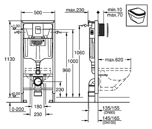 Инсталляция для подвесного унитаза Set 3 в 1 Grohe Rapid SL 38772001 с кнопкой хром глянцевый Инсталляция для подвесного унитаза Set 3 в 1 Grohe Rapid SL 38772001 с кнопкой хром глянцевый