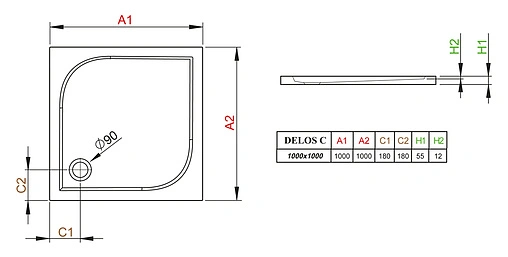 Поддон для душа Radaway Delos C1000 SDC1010-01