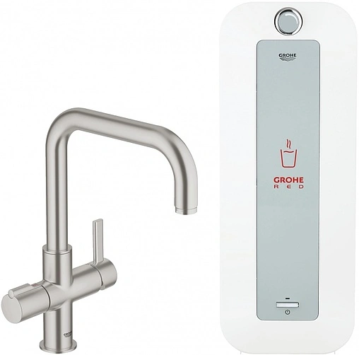 Смеситель для кухни со встроенным нагревом воды Grohe Red Duo хром матовый 30156DC0