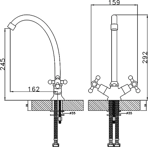 Смеситель для кухни Rossinka хром G02-71