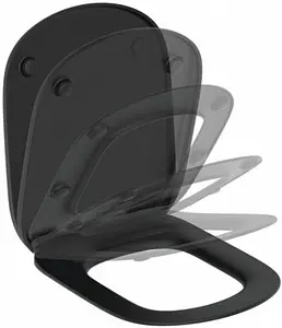 Крышка-сиденье для унитаза с микролифтом Ideal Standard Tesi Silk Black черный матовый T3529V3 Крышка-сиденье для унитаза с микролифтом Ideal Standard Tesi Silk Black черный матовый T3529V3, 1