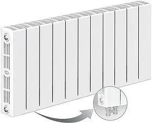 Радиатор биметаллический 11 секций нижнее левое подключение Rifar Supremo Ventil 350 RSVL35011, 1