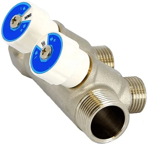 Коллектор регулирующий проходной 2 отвода ¾"в/н x ½"к Uni-fitt 400N3220 Коллектор регулирующий проходной 2 отвода ¾"в/н x ½"к Uni-fitt 400N3220