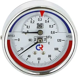 Термоманометр аксиальный Росма ТМТБ-31Т.1 80мм 6 бар 120°С гильза 46мм ½" 00000002290 Термоманометр аксиальный Росма ТМТБ-31Т.1 80мм 6 бар 120°С гильза 46мм ½" 00000002290, 1