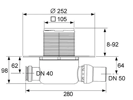 Трап горизонтальный Set TECEdrainpoint S 100x100мм KDP-S120 Трап горизонтальный Set TECEdrainpoint S 100x100мм KDP-S120