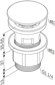 Выпуск автоматический для раковины с переливом Am.Pm чёрный матовый F0700P22 Выпуск автоматический для раковины с переливом Am.Pm чёрный матовый F0700P22, 2