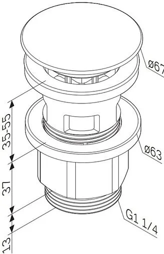Выпуск автоматический для раковины с переливом Am.Pm чёрный матовый F0700P22 Выпуск автоматический для раковины с переливом Am.Pm чёрный матовый F0700P22