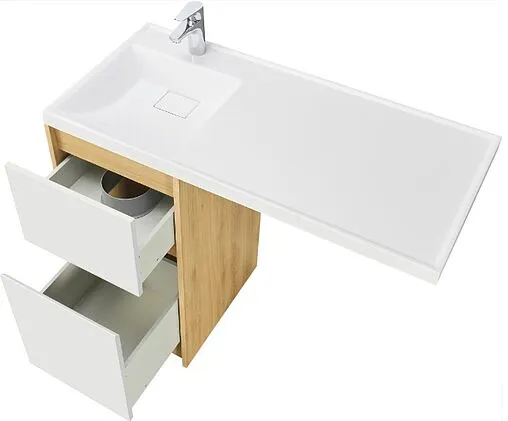 Тумба-умывальник напольная над стиральной машиной Aquaton Лондри 105 L дуб сантана/белый 1A2670K2LH0C0+