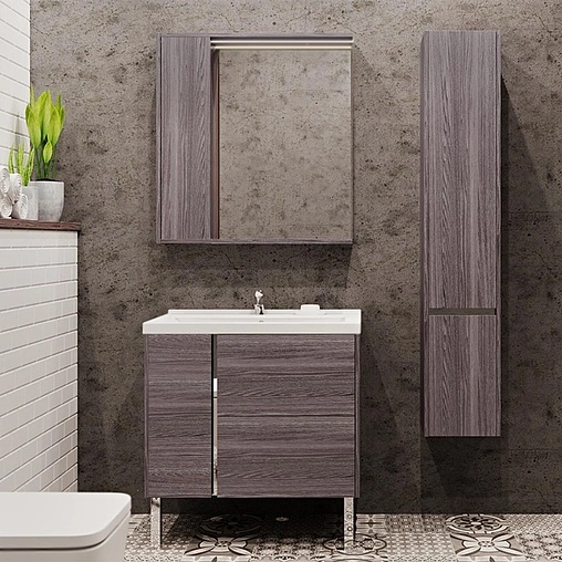 Шкаф-зеркало Aquaton Стоун 80 грецкий орех 1A228302SXC80