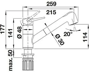 Смеситель для кухни с выдвижным изливом Blanco Blancowega-S II антрацит/хром 526420 Смеситель для кухни с выдвижным изливом Blanco Blancowega-S II антрацит/хром 526420, 2