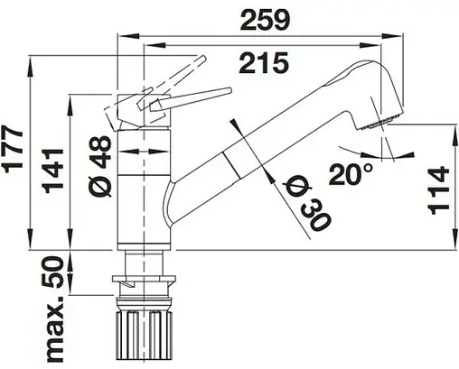Смеситель для кухни с выдвижным изливом Blanco Blancowega-S II хром 526416