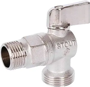 Кран шаровый угловой для бытовой техники ½&quot;н x ¾&quot;н Stout SVB-0059-001234, 1
