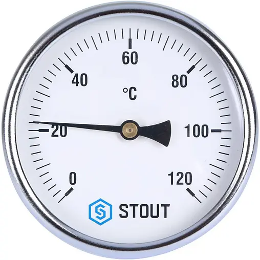 Термометр биметаллический Stout 100мм 120°С гильза 100мм ½&quot; SIM-0001-101015