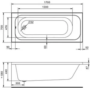 Ванна акриловая Santek Ламма 170x70 1WH501747, 2