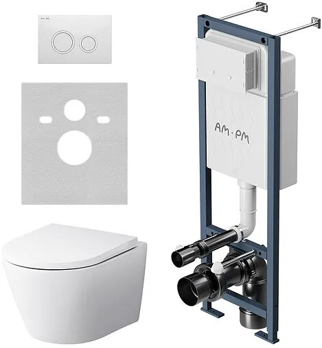 Комплект 6 в 1 Am.Pm Sense FlashClean IS110101.741701 с кнопкой белый глянцевый