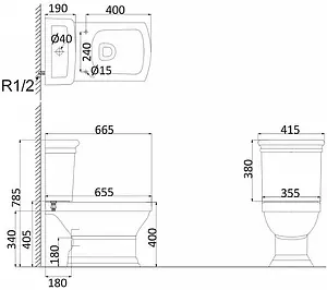 Унитаз-компакт Creo Ceramique Orleans белый OR1002+OR1003+OR1001 Унитаз-компакт Creo Ceramique Orleans белый OR1002+OR1003+OR1001, 2