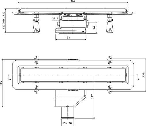 Лоток душевой Set 450мм h=52мм 0.8л/сек Pestan Confluo Premium Black Glass Line 450 13000291 Лоток душевой Set 450мм h=52мм 0.8л/сек Pestan Confluo Premium Black Glass Line 450 13000291