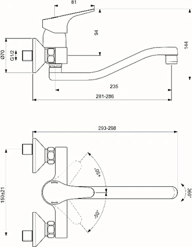 Смеситель для кухни настенный Vidima Next хром BA373AA