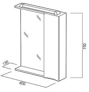 Шкаф-зеркало BelBagno FLY-MARINO 60 R Bianco Lucido MARINO-SPC-600/750-1A-BL-P-R, 2