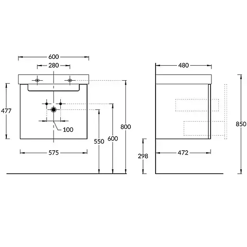 Тумба под умывальник подвесная Kerama Marazzi Buongiorno 60 белый BGN.60.1+1\WHT