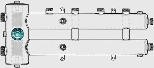 Распределительный коллектор 3 контура с гидрострелкой 1¼&quot;н x 1&quot;н Север-R-М2+1(Aisi) 1955026