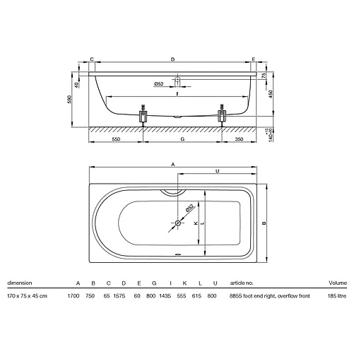 Ванна стальная Bette Ocean 170x75 белый 8855-000 Ванна стальная Bette Ocean 170x75 белый 8855-000