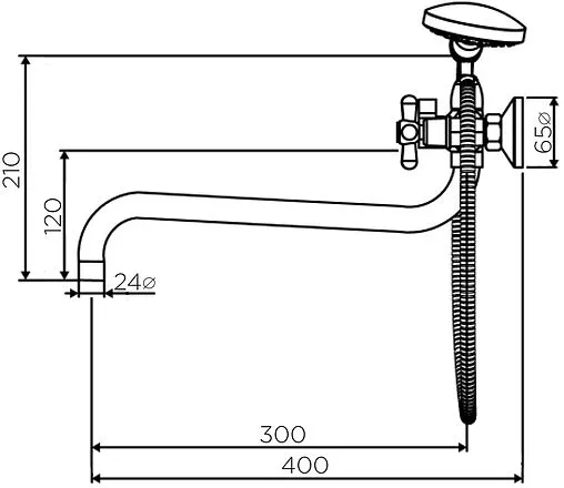 Смеситель для ванны с длинным изливом Dorff Vintage Хром D6095000 Смеситель для ванны с длинным изливом Dorff Vintage Хром D6095000