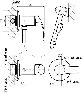 Гигиенический душ со смесителем Rav Slezak Mississippi хром MS047, 2