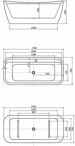 Ванна акриловая отдельностоящая Allen Brau Infinity 2 170x78 белый/панель антрацит 2.21002.20/AM