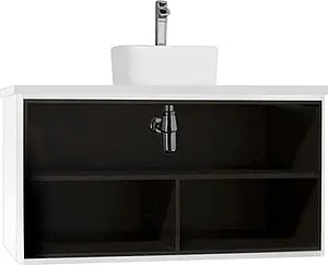 Тумба-умывальник подвесная Aquaton Брук 100 (открытый) дуб феррара/белый, 1