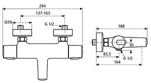 Термостат для ванны Ideal Standard Ceratherm 100 new хром A4623AA Термостат для ванны Ideal Standard Ceratherm 100 new хром A4623AA, 2