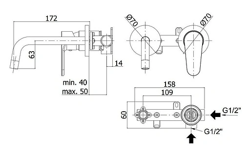 Смеситель для раковины из стены Paffoni Green хром GR101CR70