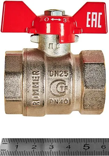 Кран шаровый 1&quot;в x 1&quot;в Rommer ГОСТ Р 59553-2021 RBV-0003-2110225