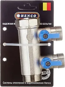 Коллектор запорный проходной 2 отвода синий 1"в/н x ¾"ек Henco VB060502-BLAUW Коллектор запорный проходной 2 отвода синий 1"в/н x ¾"ек Henco VB060502-BLAUW, 5