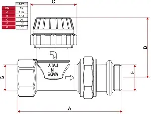Вентиль терморегулирующий прямой ½&quot; в/н Itap 8940012C, 2