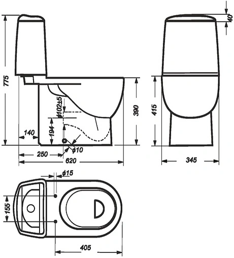 Унитаз-компакт Sanita Luxe Best Color Green белый/зеленый WC.CC/Best/2-DM/GRN.G/S1