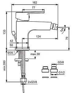 Смеситель для биде Vidima Hype хром BA397AA Смеситель для биде Vidima Hype хром BA397AA, 2