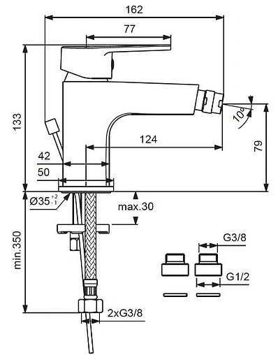 Смеситель для биде Vidima Hype хром BA397AA Смеситель для биде Vidima Hype хром BA397AA