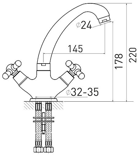 Смеситель для кухни Gross Aqua Retro хром 6015083C-A03