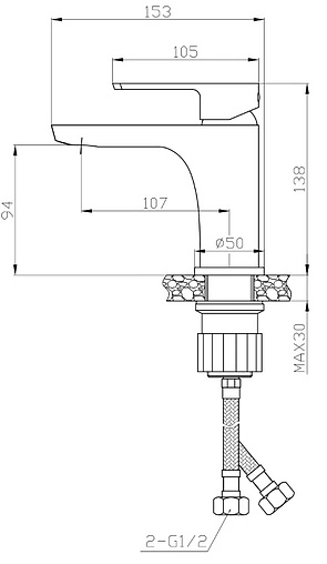 Смеситель для раковины Rossinka хром RS50-12