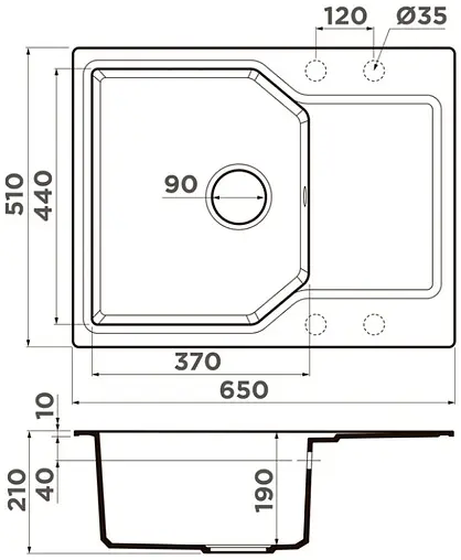 Мойка кухонная Omoikiri Yonaka 65-BL черный 4993348