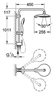 Душевая система без смесителя Grohe Power&Soul хром 27911000, 2