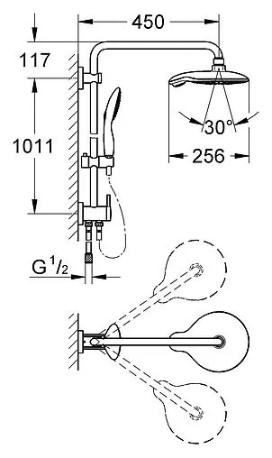 Душевая система без смесителя Grohe Power&amp;Soul хром 27911000