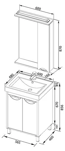 Шкаф-зеркало Aquanet Гретта 60 R белый/венге 00173994